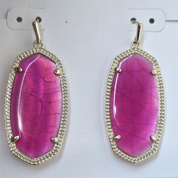 NWT KENDRA SCOTT PINK ELLE EARRINGS IN GOLD BEAUTIFUL - Picture 2 of 5